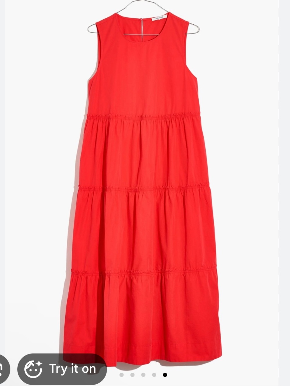 Madewell Red Tiered Sleeveless Midi Dress